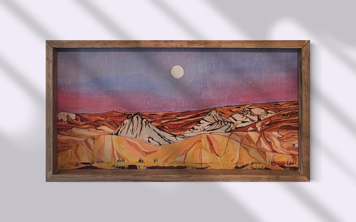 "Under The Harvest Moon" Original Wood Burn Painting