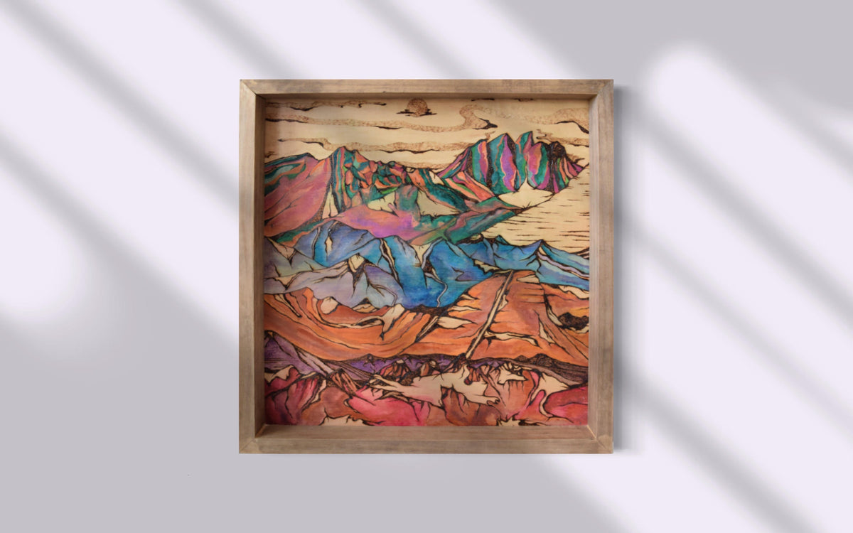 "Ranges Of The West" Original Wood Burn Painting